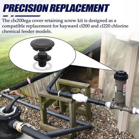 برغي الاحتفاظ بغطاء CLX200EGA مع غسالات منزلقة وقطع غيار غطاء مركزي لهايوارد - يناسب نماذج وحدة التغذية الكيميائية للكلور هايوارد CL200 CL220، ملحقات حمام السباحة بغطاء برغي الاحتفاظ in Kuwait