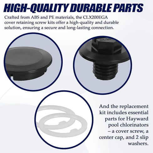 برغي الاحتفاظ بغطاء CLX200EGA مع غسالات منزلقة وقطع غيار غطاء مركزي لهايوارد - يناسب نماذج وحدة التغذية الكيميائية للكلور هايوارد CL200 CL220، ملحقات حمام السباحة بغطاء برغي الاحتفاظ in Kuwait