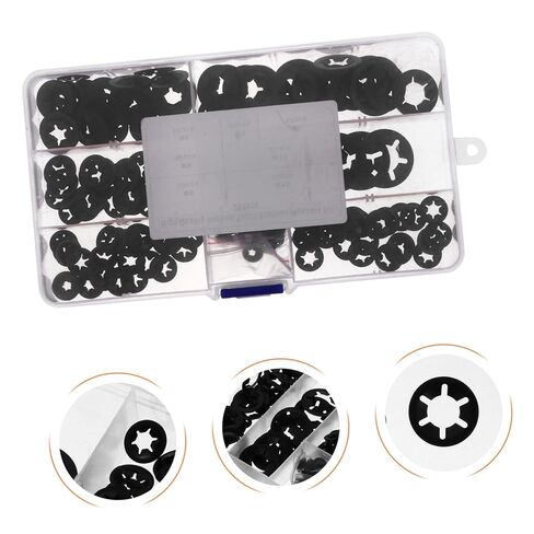 Garneck 1Set Plum Blossom Manganese Retaining Clips Lock Washers with Organizer Box Wear Resistant Fasteners for Various Applications in Kuwait