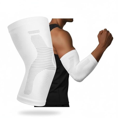 Elbow Compression Sleeve for Men - Kinesiology Compression Elbow Sleeve for Weightlifting - Elbow Sleeve for Tendonitis and Tennis Elbow Relief - Ideal for Gym, Sports (White, X-Large) in Saudi Arabia