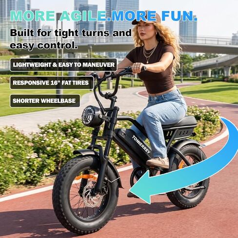 T16 Ebike for Teens, Mini eBike 1000W Electric Bike 22 MPH Max Speed with 48V 15.6Ah Removable Battery, 56 Miles Range, 16"x4" Fat Tires, City/School Commuting Moped Style Bike (UL2849) in Saudi Arabia