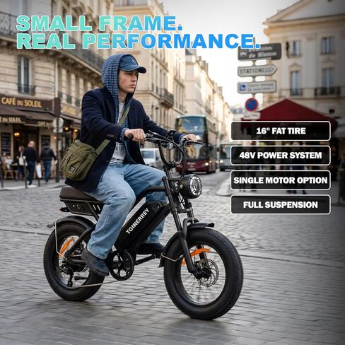 T16 Ebike for Teens, Mini eBike 1000W Electric Bike 22 MPH Max Speed with 48V 15.6Ah Removable Battery, 56 Miles Range, 16"x4" Fat Tires, City/School Commuting Moped Style Bike (UL2849) in Saudi Arabia
