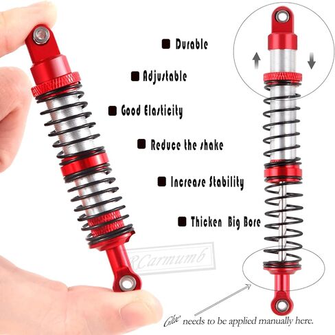 110mm Universal Shock Absorber Upgrades Part for 1/10 RC Scale Cars,Aluminum Alloy 7075 RC Adjustable Shocks Damper Universal Hops Up,4PCS,Red in Saudi Arabia
