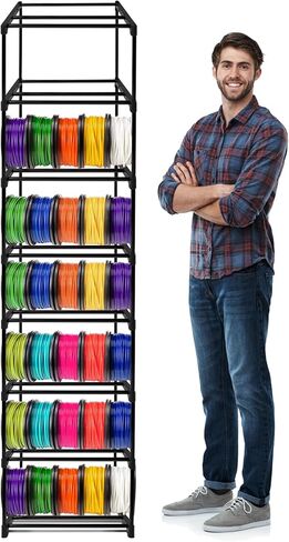 GRETJOB 8-Tier 3D Printer Filament Storage Rack – Heavy-Duty Metal Spool Holder, Holds 50 Filament Rolls, Modular Shelves, Tool-Free Assembly in Kuwait