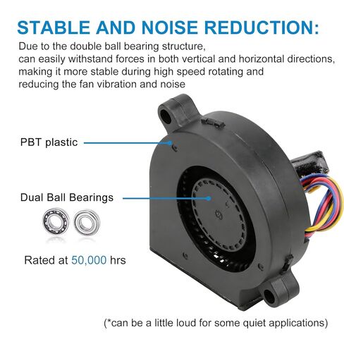 5015 24Vp1 Fan Dual Ball Bearing Cooling Blower Fan for Lab P1P P1S 3D Printer Quiet Turbo Fan,3D Printer DC24V Extruder Hotend Cooling Fan 5015 for Bambu Lab P1P/P1S in Saudi Arabia