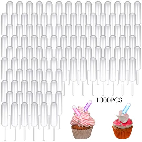 1000 Pcs Cupcake Pipette, 4ml Plastic Pipettes Droppers for Cupcakes Disposable Liquid Droppers Liquid Transfer Tubes for Chocolate Strawberries Desserts Ice Cream Mini Cakes in Saudi Arabia