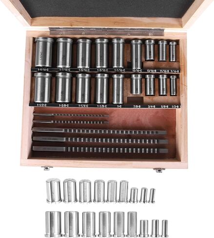 Generic Keyway Broach Kit Metalworking Tool Bushing Spacer Set with 5 Broaches 18 Bushings 7 Shims 30pcs for Metalworking and Manufacturing in Saudi Arabia