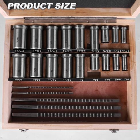 Keyway Broach Kit Rectangular Broaching Set with 5 Broaches 18 Bushings 7 Shims 30pcs for Metalworking and Manufacturing in Saudi Arabia