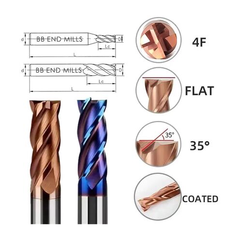 Carbide Flat End Mill Tungsten Cutter 4 Flute Metal Steel Machining Tool Square Router Bit HRC55(8x8x25x75,BB2055) in Saudi Arabia