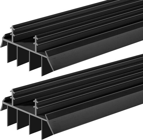 2 Pcs 36 Inch Vinyl Replacement Door Bottom,1-3/4 Inch Wide Replacement Door Bottom with Vinyl Fins, Threshold Seal Bottom of Door Weatherstrip Kerf Weather Stripping for Bottom Door Exterior (Black) in Kuwait