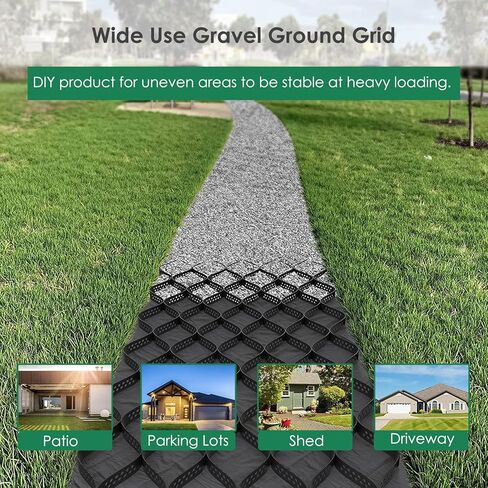 4x9m Polyethylene Geo Grid for Driveways, Walkways, Sheds & Gardens - Easy to Install, Flexible & Foldable, 5cm Height, Durable Ground Stabilization Solution in Kuwait
