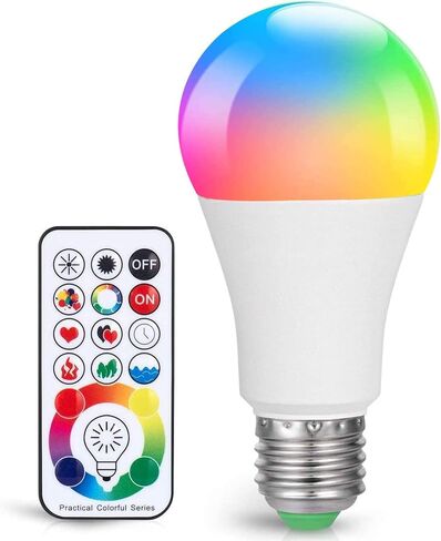 مصباح إضاءة LED متغير اللون من SUNNEST، 820LM E26 10W RGBW، لمبة إضاءة مزاجية مع جهاز تحكم عن بعد للتوقيت، مصابيح قاعدة لولبية 120 لونًا لديكور المنزل، وغرفة النوم، والمسرح، والحفلات in Kuwait