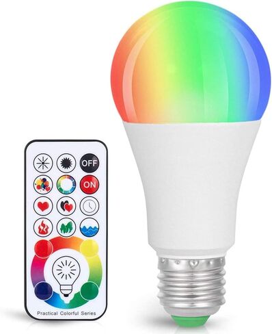 مصباح إضاءة LED متغير اللون من SUNNEST، 820LM E26 10W RGBW، لمبة إضاءة مزاجية مع جهاز تحكم عن بعد للتوقيت، مصابيح قاعدة لولبية 120 لونًا لديكور المنزل، وغرفة النوم، والمسرح، والحفلات in Saudi Arabia