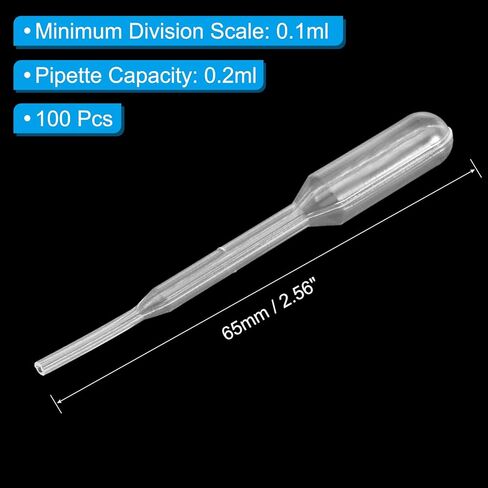 Disposable Transfer Pipettes, 100pcs 0.2ml LDPE Polyethylene Plastic Pipette for Transfer Liquid for Lab, Chemistry, Clear in Saudi Arabia