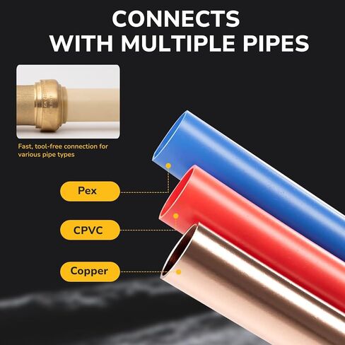 3/4" Push Fit End Cap, Push to Connect Brass Plumbing Fitting, Durable Push Cap With Upgraded Stiffener for Copper, CPVC, PEX Pipes, Disconnect Clip Included, NSF & UPC Certified, 2 Pack in Kuwait
