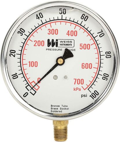 Weiss Instruments Inc. LF441-100-4L Liquid Filled 4" Dial, 1/4" Bottom, 0-100PSI in Saudi Arabia