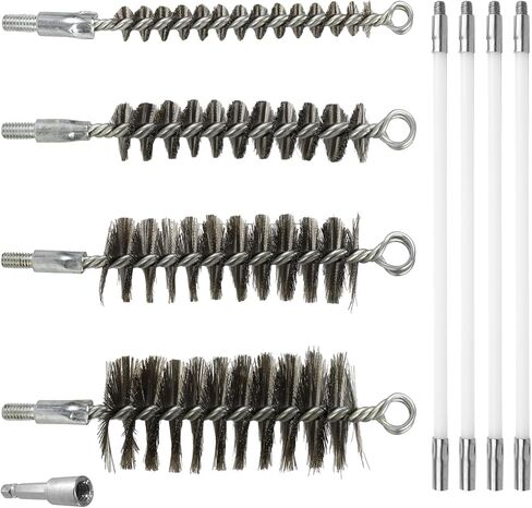 50 Inch Pipe Cleaning Brush Set with Stainless Steel Bristles, Wire Brush with 4 Flexible Rods and Hexagonal Connecting Rod, Stainless Steel Pipe Brush Set (3/5, 1, 1 3/5, 2 in Brush Heads) in Saudi Arabia