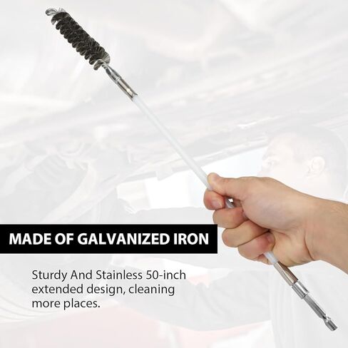 50 Inch Pipe Cleaning Brush Set with Stainless Steel Bristles, Wire Brush with 4 Flexible Rods and Hexagonal Connecting Rod, Stainless Steel Pipe Brush Set (3/5, 1, 1 3/5, 2 in Brush Heads) in Saudi Arabia