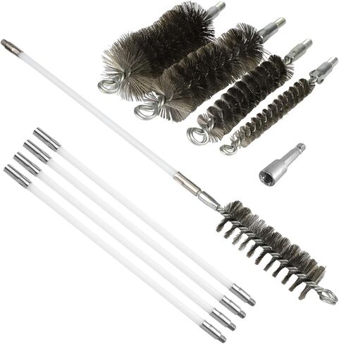 50 Inch Pipe Cleaning Brush Set with Stainless Steel Bristles, Wire Brush with 4 Flexible Rods and Hexagonal Connecting Rod, Stainless Steel Pipe Brush Set (3/5, 1, 1 3/5, 2 in Brush Heads) in Saudi Arabia