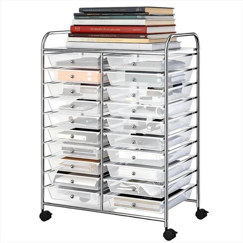 MAT EXPERT 12-Drawer Rolling Storage Cart, Mobile Utility Cart on Wheels, Removable Storage Drawers for Home, Study, Office, School,Paper Organizer (Peach Pink) in Kuwait