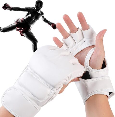 قفازات الملاكمة كيك بوكسينغ نصف اصبع قفازات الملاكمة كيس اللكم مفتوحة النخيل القتال كيك بوكسينغ قفازات الملاكمة للرجال والنساء تدريب الملاكمة in Kuwait