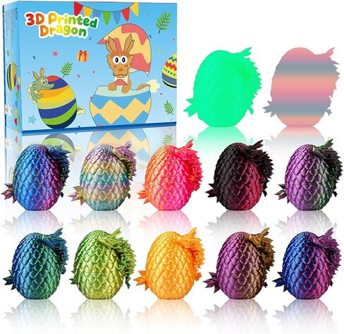 12PCS 3D Printed Dragon Eggs with Dragon Inside, Mini Dragon Egg Set, Articulated Crystal Dragon Fidget Toy for for Kids & Adults Gifts Christmas Ornament & Stocking Stuffers in Saudi Arabia