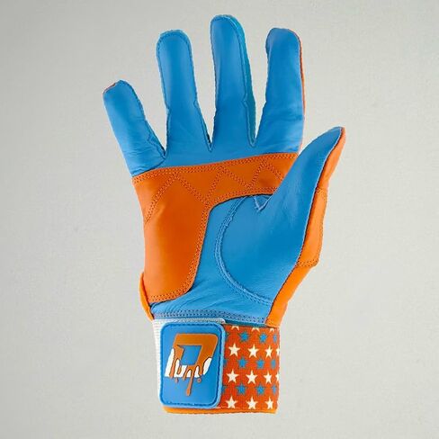 Velocity Batting Gloves, Baseball, Youth/Adult, Orange and Blue, Multiple Sizes, Breathable Mesh, Adjustable Wrist Strap, Pro-Grade Grip in Kuwait