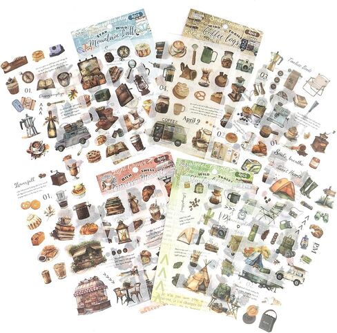 ملصقات طعام عتيقة لـ Scrapbooking - 320+ حلوى الحيوانات الأليفة الشفافة ، والقهوة ، والكيك والخبز ملصقات للمجلة ، وإمدادات Junk Journal ، و Kids DIY الحرف اليدوية ، والخبز والتخييم. in Kuwait