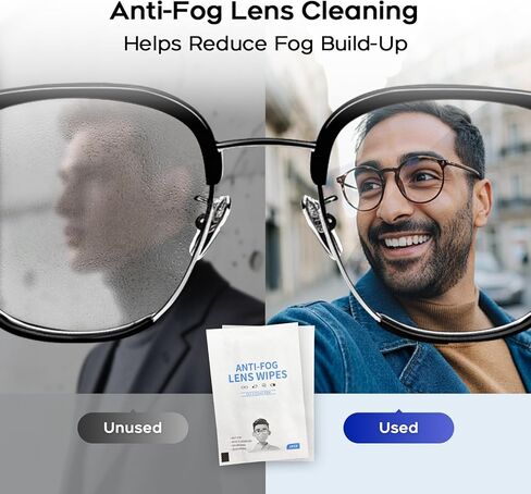 Anti-Fog Lens Cleaning Wipes for Eyeglasses, 100 Count Individually Wrapped, Large 12 x 15 cm Eyeglass Cleaner Wipes, Streak-Free & Fast Dry, Safe for Glasses, Sunglasses, Phone, Camera Lens in Saudi Arabia