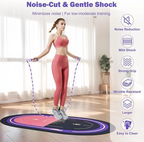 Jump Rope Mat, Large Format Non Slip Mat, Home Workout Exercise Mat, Floor Protect Durable, 63x39x0.31 Inch, Bonus Skipping Rope in Saudi Arabia