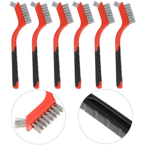 QWORK Wire Scratch Brush Set, 18 Pack Stainless Steel Wire Cleaning Brush with Soft Grip for Removal of Rust, Dirt, Paint in Saudi Arabia