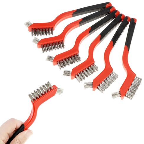 QWORK Wire Scratch Brush Set, 18 Pack Stainless Steel Wire Cleaning Brush with Soft Grip for Removal of Rust, Dirt, Paint in Saudi Arabia