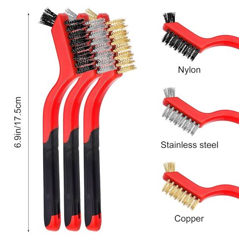 Kifmurase 30Pcs Wire Brushes for Cleaning Rust, Stainless Steel/Brass/Nylon Bristles Wire Brushes, Small Metal Brush with Curved Handle Grip, Anti-Static Polishing Brush for Delicate Surfaces in Saudi Arabia