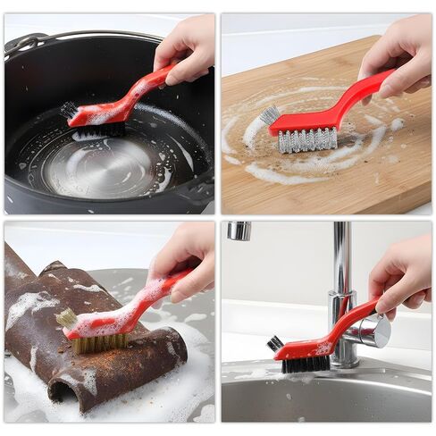 Kifmurase 30Pcs Wire Brushes for Cleaning Rust, Stainless Steel/Brass/Nylon Bristles Wire Brushes, Small Metal Brush with Curved Handle Grip, Anti-Static Polishing Brush for Delicate Surfaces in Saudi Arabia
