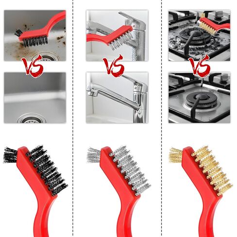 Kifmurase 30Pcs Wire Brushes for Cleaning Rust, Stainless Steel/Brass/Nylon Bristles Wire Brushes, Small Metal Brush with Curved Handle Grip, Anti-Static Polishing Brush for Delicate Surfaces in Saudi Arabia