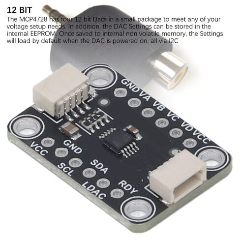 MCP4728 وحدة DAC ذات 4 قنوات 12 بت مع EEPROM - لوحة تحويل رقمية إلى تناظرية I2C للتحكم في الجهد، 2.7 فولت - 5.5 فولت in Kuwait
