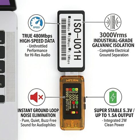 U01H USB 2.0 عازل عالي السرعة (480 ميجا بت في الثانية): اتصال ثابت لبطاقات الصوت الاحترافية وDAC، فصل كلفاني 3000 فولت في الثانية، يزيل الكهرباء الساكنة والطنانة، لا يوجد انقطاع in Kuwait