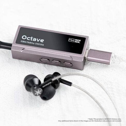 NICEHCK Octave HiFi Audio DAC Amp مع ES9039Q2M، محول دونجل USB مدمج لـ IEM وسماعات الرأس، حجم 100 مستوى، مضخم تشغيلي مزدوج، ميكروفون مضمن، هيكل ألومنيوم CNC (تيتانيوم) in Kuwait