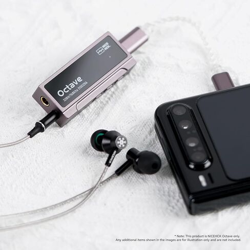 NICEHCK Octave HiFi Audio DAC Amp مع ES9039Q2M، محول دونجل USB مدمج لـ IEM وسماعات الرأس، حجم 100 مستوى، مضخم تشغيلي مزدوج، ميكروفون مضمن، هيكل ألومنيوم CNC (تيتانيوم) in Kuwait