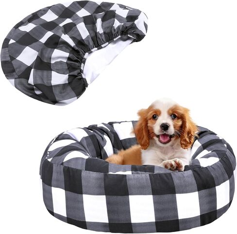 أغطية سرير الكلب البديل الدائري يغطي حامي سرير حيوان أليف قابل للغسل مرن مع تصميم نمط الكلب لطيف لأسرة حيوانات أليفة صغيرة ومتوسطة ، تغطية فقط (الأزرق ، 30 × 9.8 بوصة) in Kuwait