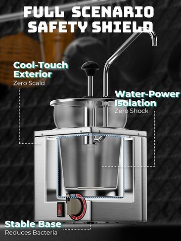 موزع جبن ناتشو مع مضخة من الفولاذ المقاوم للصدأ، سخان حلوى ساخن ممتاز 4.2 كيو تي مع تعديل درجة الحرارة بـ 6 مستويات، سخان صلصة تجاري لشراب جبن الزبدة والكراميل in Kuwait