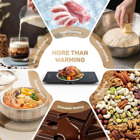 3-in-1 Electric Food Warming Tray for Buffet Parties, 25" x 15" Modular Food Warmer with 17 Heat Levels & 12H Timer, Glass Warming Mat Hot Plate for Family Dinners Catering Gatherings in Saudi Arabia