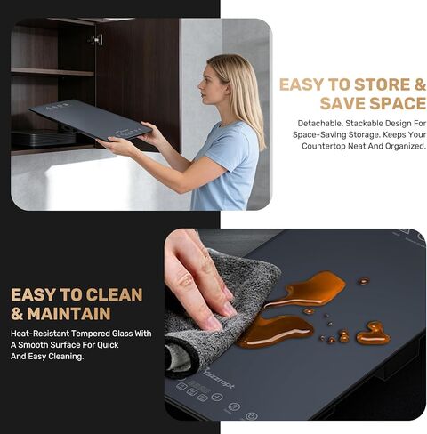 3-in-1 Electric Food Warming Tray for Buffet Parties, 25" x 15" Modular Food Warmer with 17 Heat Levels & 12H Timer, Glass Warming Mat Hot Plate for Family Dinners Catering Gatherings in Saudi Arabia