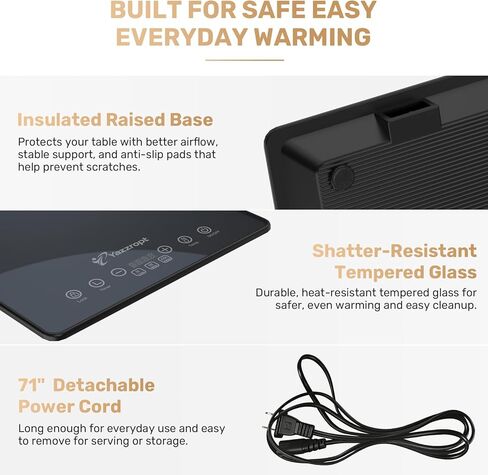 3-in-1 Electric Food Warming Tray for Buffet Parties, 25" x 15" Modular Food Warmer with 17 Heat Levels & 12H Timer, Glass Warming Mat Hot Plate for Family Dinners Catering Gatherings in Saudi Arabia