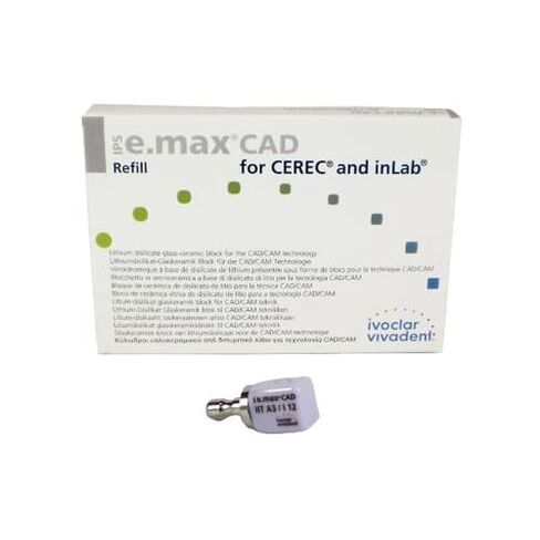 Ivoclar Vivadent 626393 IPS e.max CAD CEREC Blocks InLab HT A3 I12 5/Pk in Kuwait