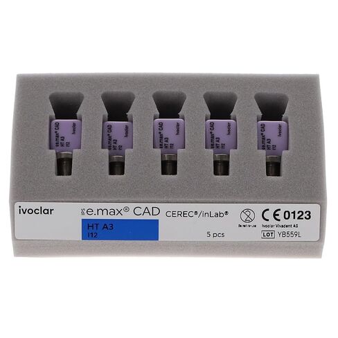 Ivoclar Vivadent 626393 IPS e.max CAD CEREC Blocks InLab HT A3 I12 5/Pk in Kuwait