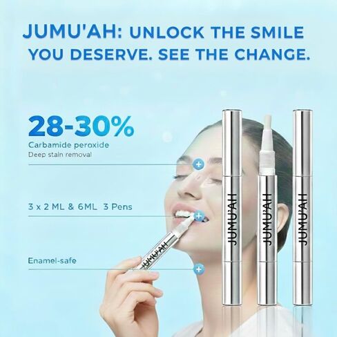 JUMU'AH Teeth Whitening Pen, Certified Non-Toxic Whitening Pen, Enamel-Safe, Whitening Without the Sensitivity, A Healthy Way to Whitening (Pack of 1-2ML) in Saudi Arabia