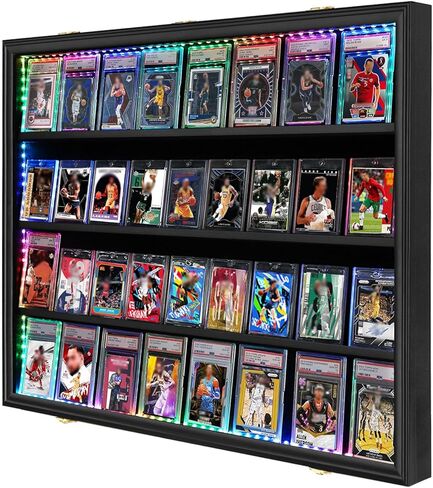 36 Baseball Card Display Case 1 Pack, Graded Sports Card Display Frame Lockable with UV Protection, Large Wall Cabinet for Football Hockey Basketball Trading Cards 1 Pack in Saudi Arabia