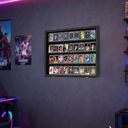 36 Baseball Card Display Case 1 Pack, Graded Sports Card Display Frame Lockable with UV Protection, Large Wall Cabinet for Football Hockey Basketball Trading Cards 1 Pack in Saudi Arabia
