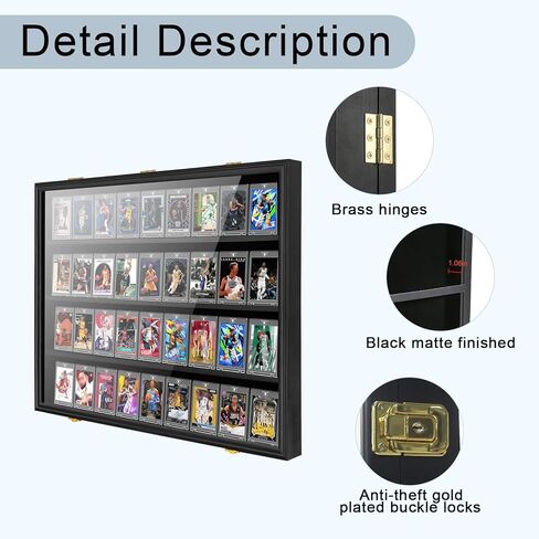 36 Baseball Card Display Case 1 Pack, Graded Sports Card Display Frame Lockable with UV Protection, Large Wall Cabinet for Football Hockey Basketball Trading Cards 1 Pack in Saudi Arabia